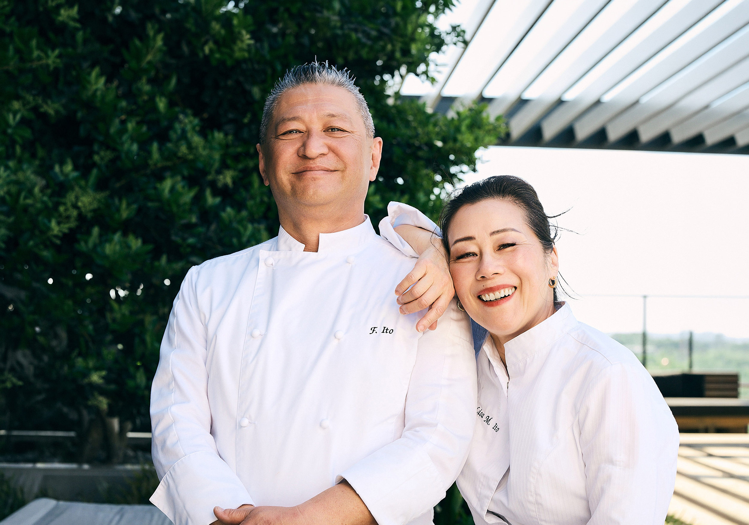 Chef Ito and Chef Lisa on the rooftop